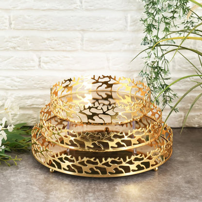 Milano 3 Piece Mirror Tray Set Gold