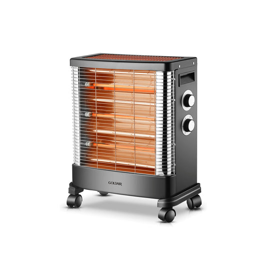 Goldair 4 Bar 2400 Watt Quartz Heater with Wheels Silver