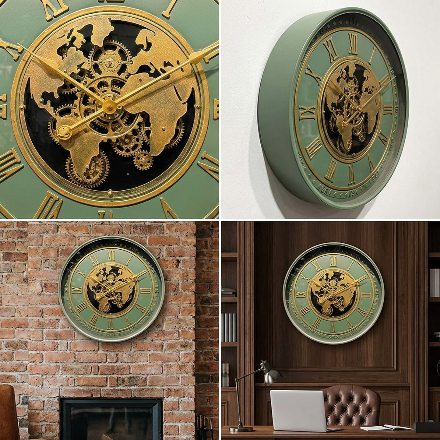 Gear Design Wall Clock Green
