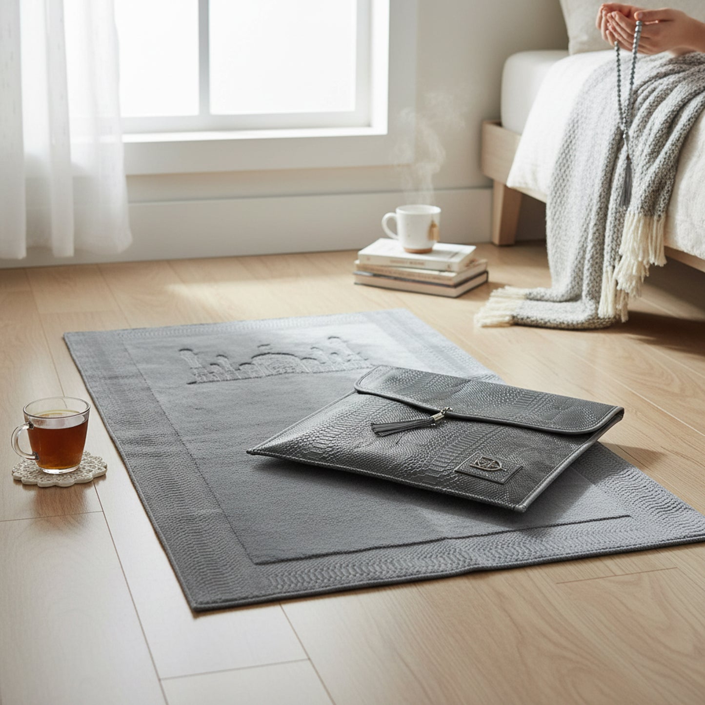 Musallah with Leather Bag Grey