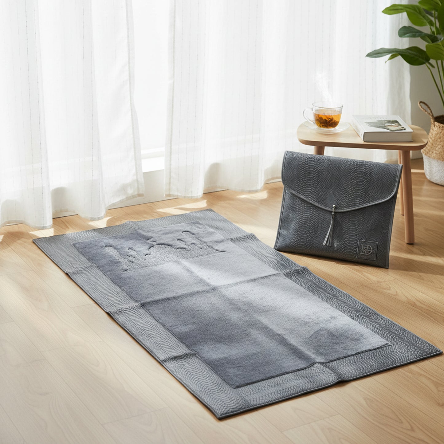 Musallah with Leather Bag Grey