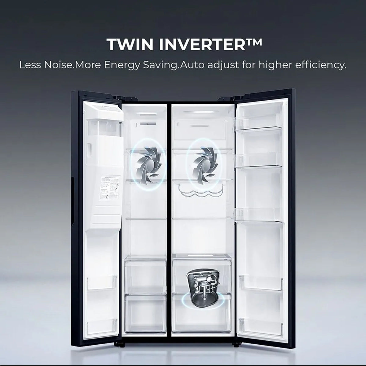 Haier 573L Side-by-Side Refrigerator - Black Crystal Glass