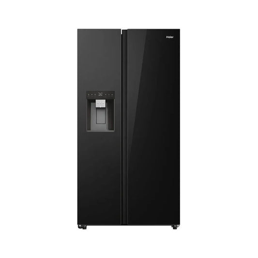 Haier 573L Side-by-Side Refrigerator - Black Crystal Glass