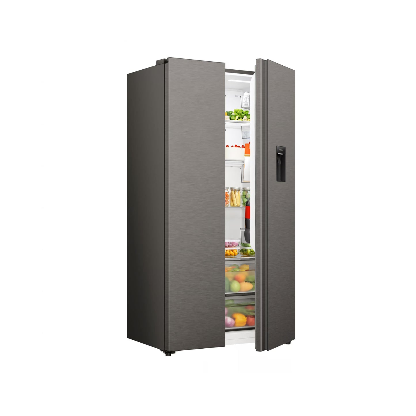 Hisense 541L Side By Side Refrigerator with Water Dispenser Titanium