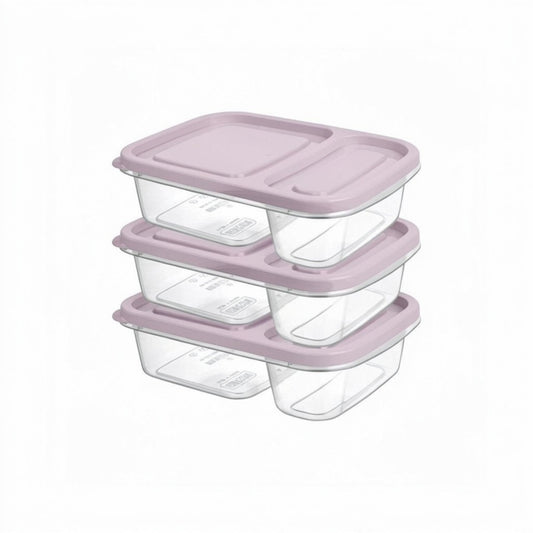 Smart 3 Piece Rectangular Storage Container Set Pink