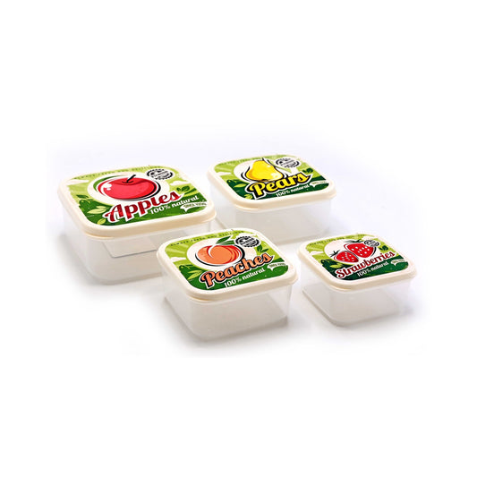 FunBox 4 Piece Square Lunch Box Set Clear