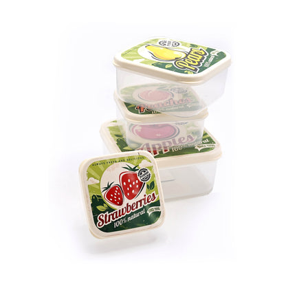 FunBox 4 Piece Square Lunch Box Set Clear