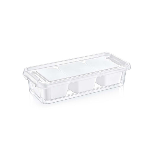 3 Compartment Flat Grand Organiser Box White