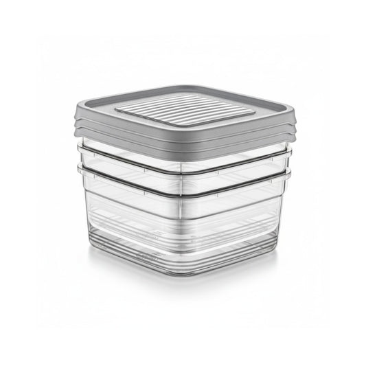 Festiva 3 Piece Square Storage Container Set Grey