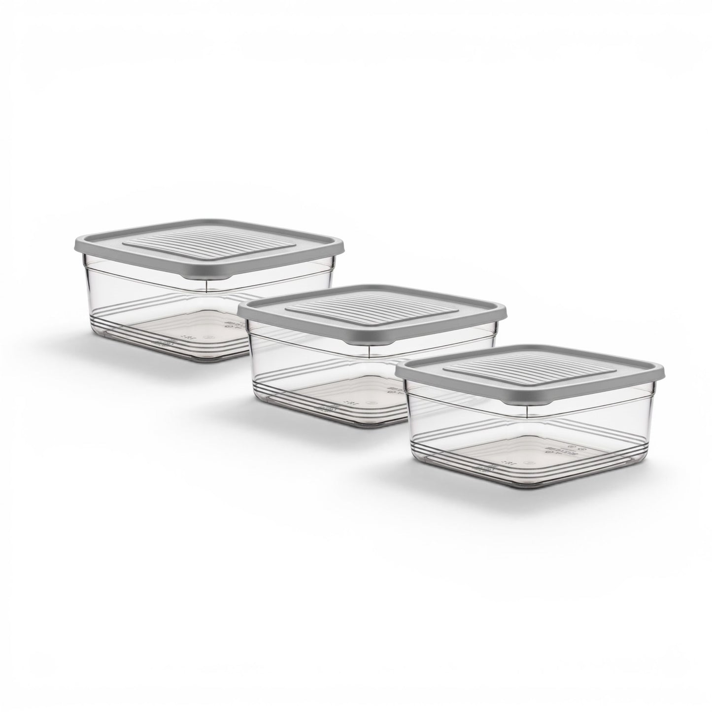 Festiva 3 Piece Square Storage Container Set Grey