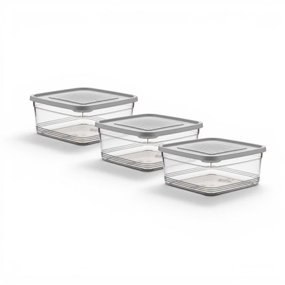 Festiva 3 Piece Square Storage Container Set Grey