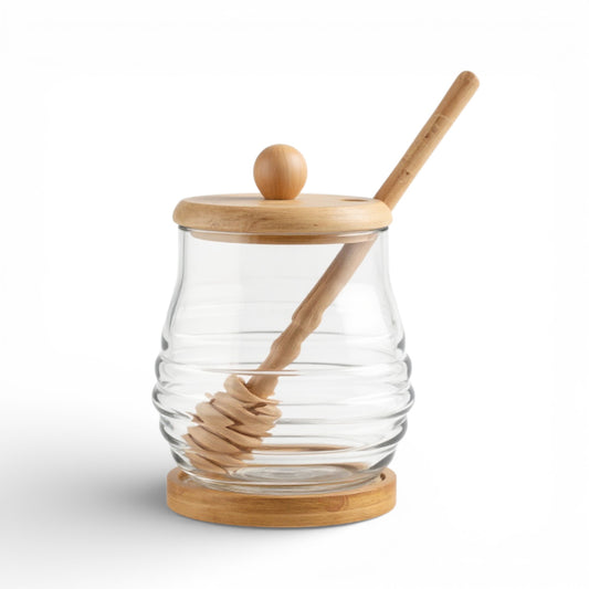 Honey Jar with Dipper Clear