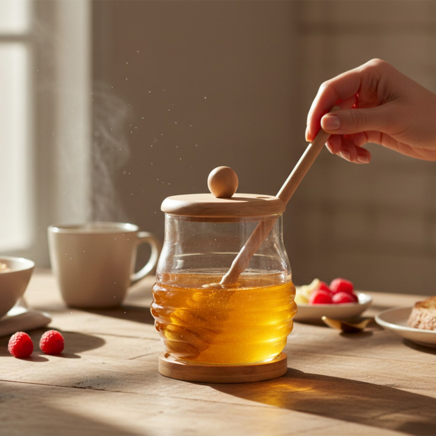 Honey Jar with Dipper Clear