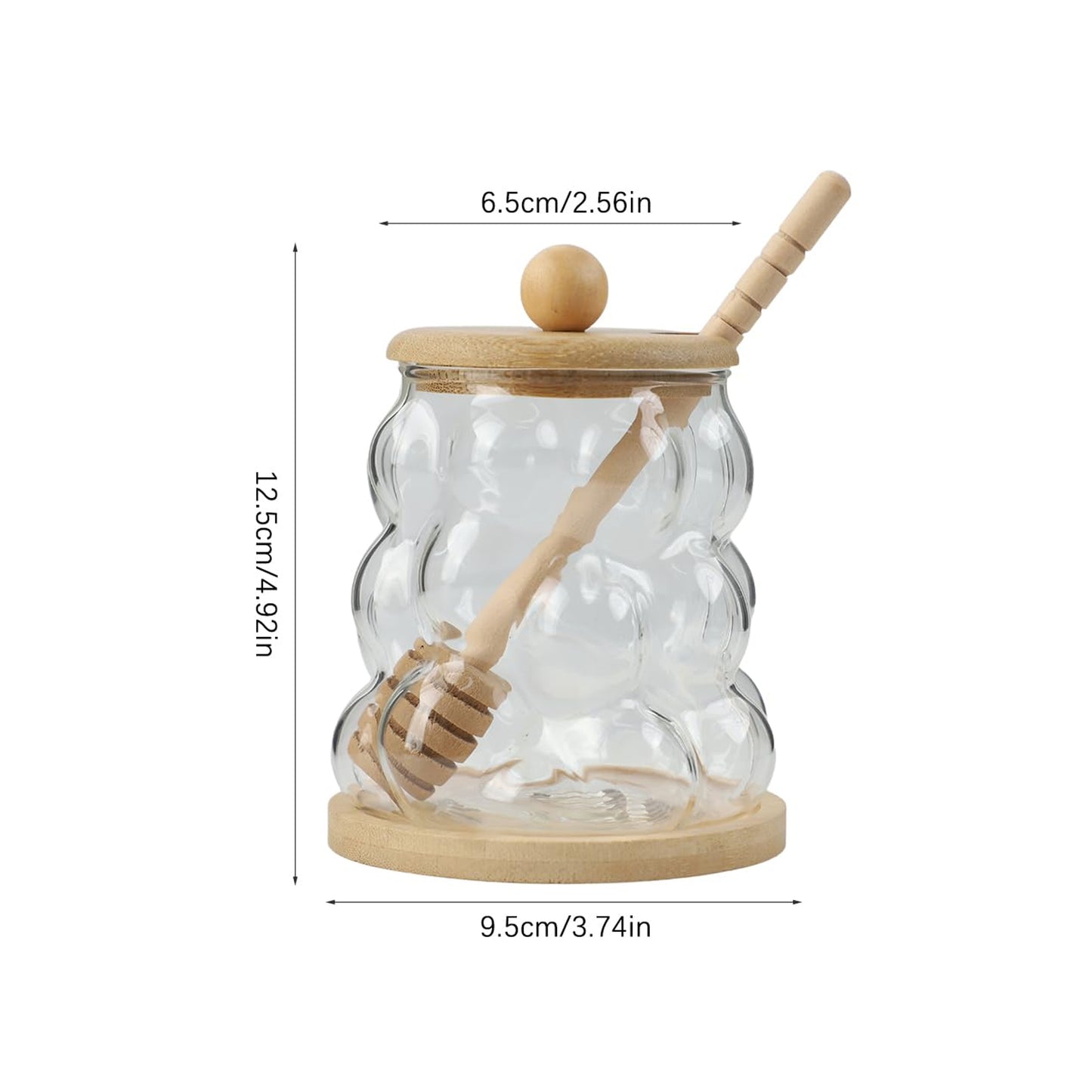 Honey Jar with Bamboo Lid & Dipper Clear