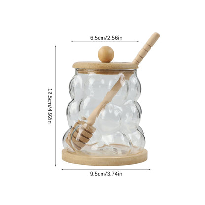Honey Jar with Bamboo Lid & Dipper Clear