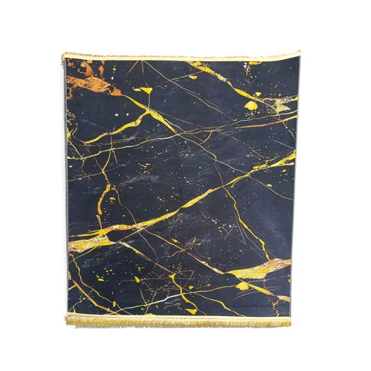 1.5 x 2m Marble Design Carpet Black & Gold
