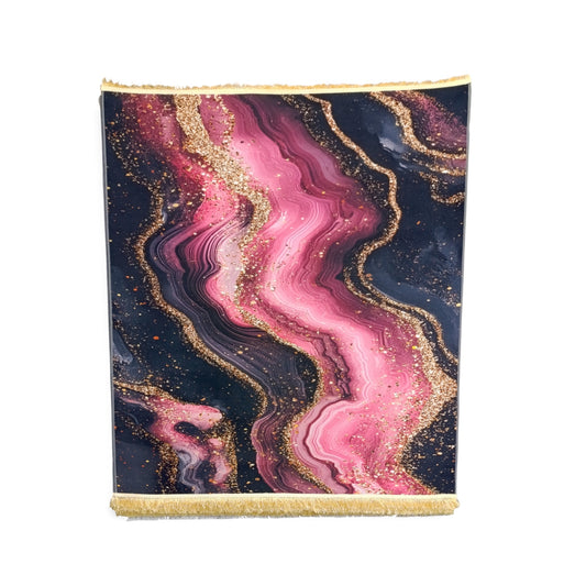 1.5 x 2m 3D Marble Design Carpet Pink & Gold
