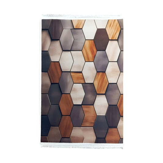 1 x 1.5m Hexagon Design Carpet Multicoloured
