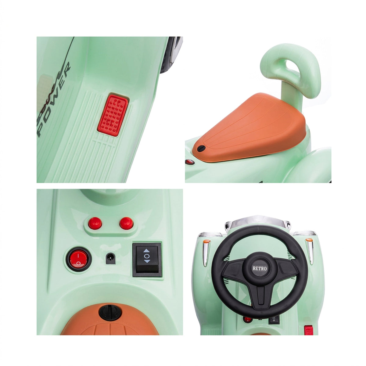 Retro Classic Kids Electric Ride-On Car - J9666