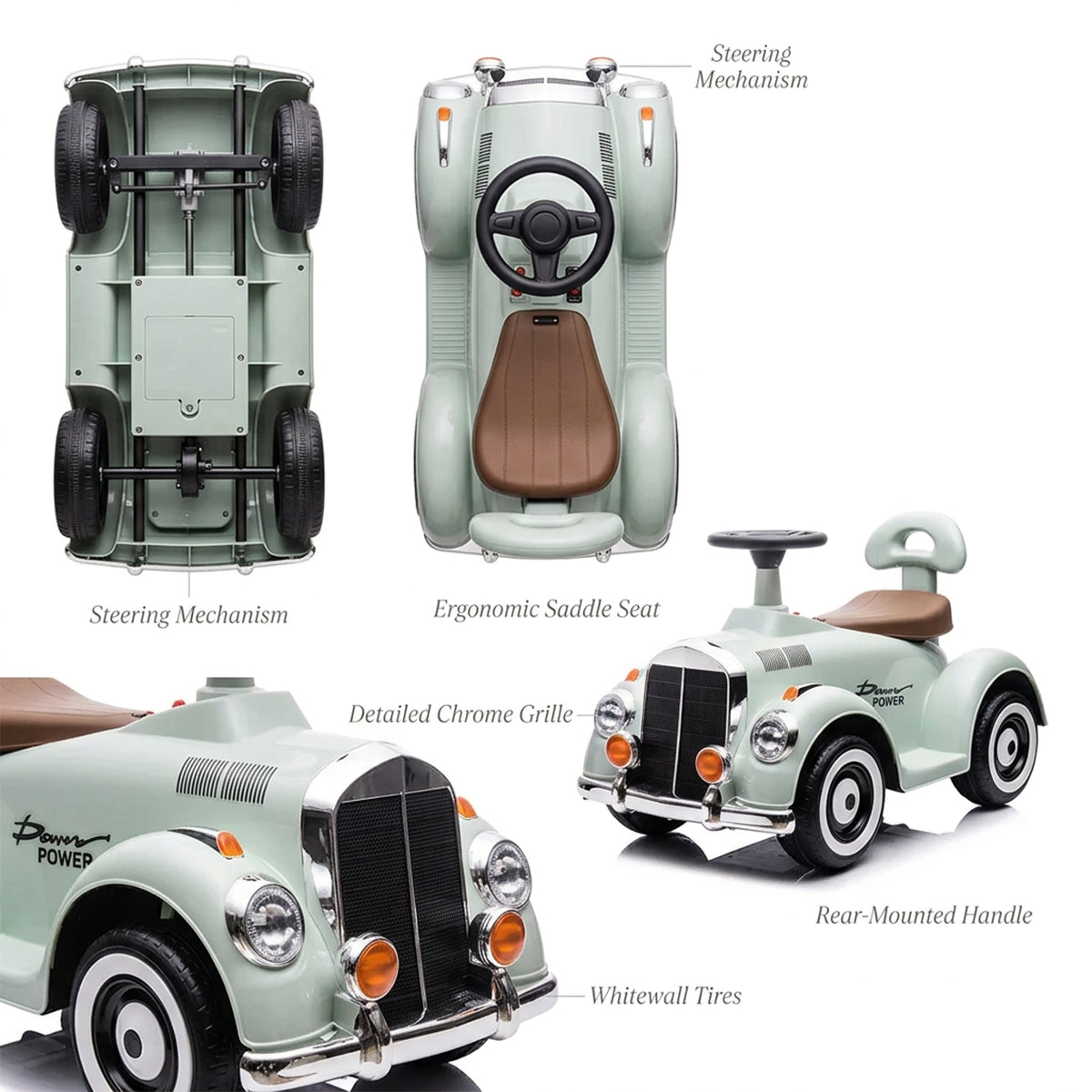 Retro Classic Kids Electric Ride-On Car - J9666