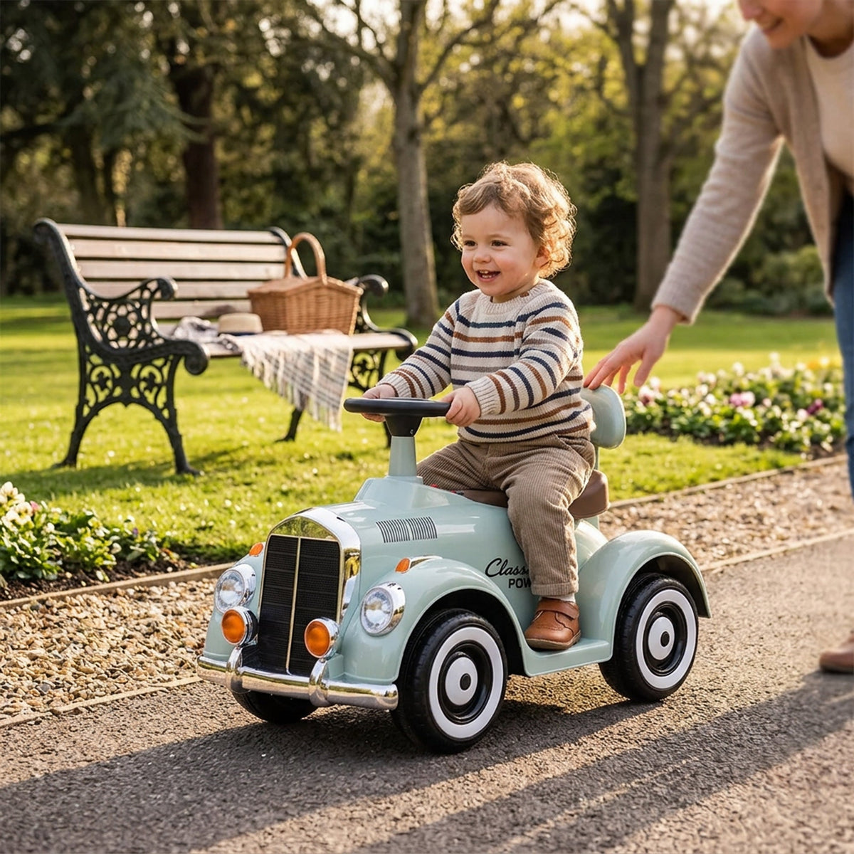 Retro Classic Kids Electric Ride-On Car - J9666