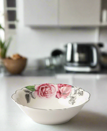 Jenna Clifford Wavy Rose Cereal Bowl 17.8cm - White & Pink