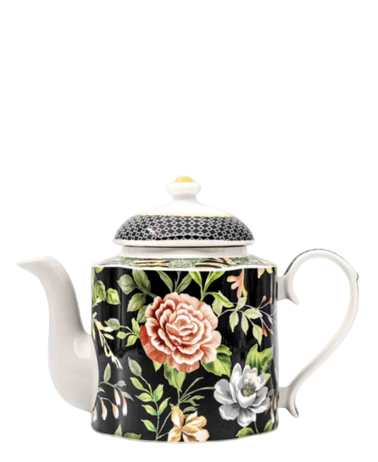 Jenna Clifford Botanica Rose Teapot - Black & White