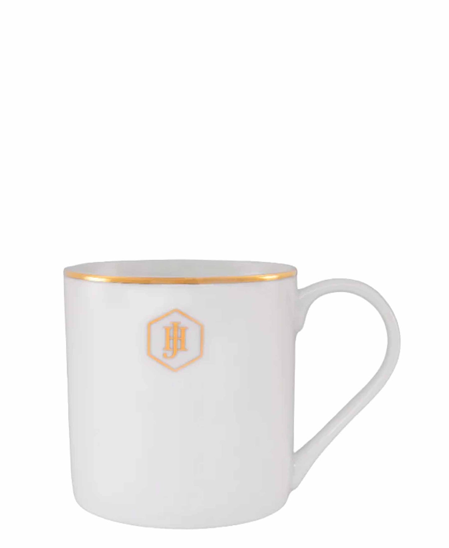 Jenna Clifford Gold Rimmed Coffee Mug in a Gift Box - White