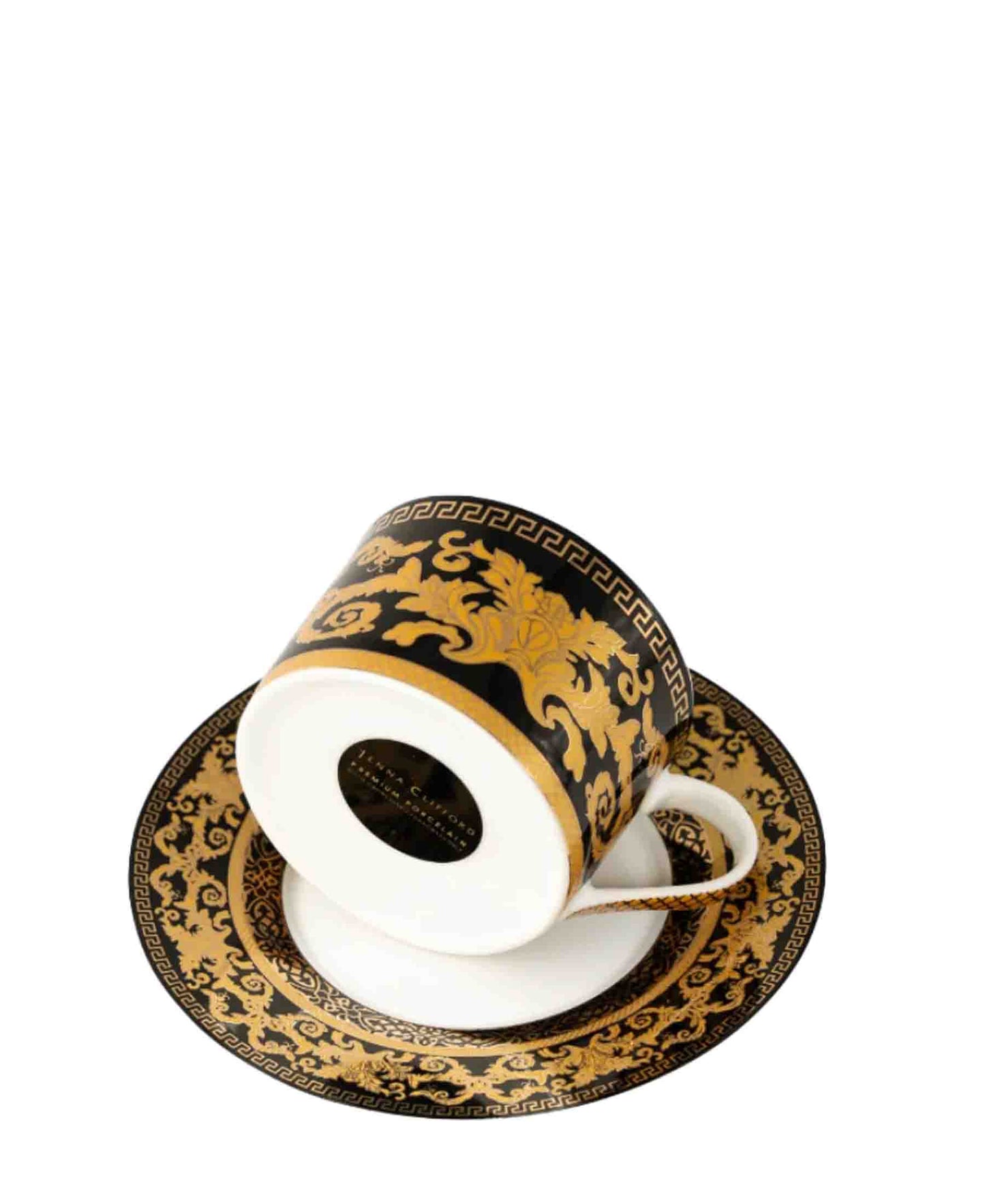 Jenna Clifford Grandeur Cup & Saucer - Black & Gold