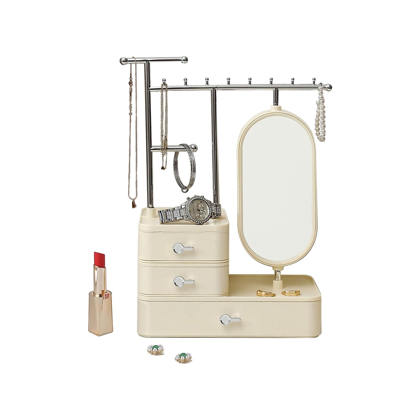 Antalya Jewelry Organizer Stand with HD Mirror Yellow