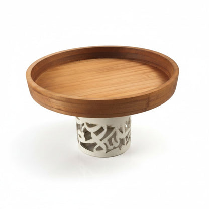 Calligraphy Design Large Round Wooden Serving Tray