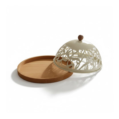 Calligraphy Design 23cm Wooden Cake Dome Cream