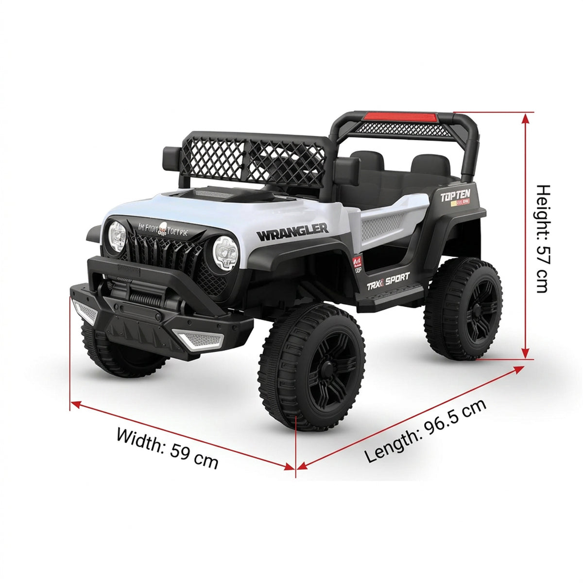 Kids Ride On 4 Wheel Wrangler Truck Grey & Black