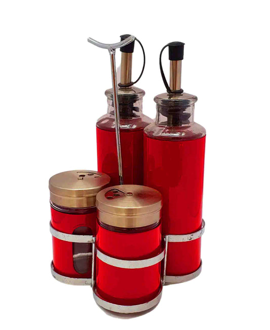 Kitchen Life 4 Piece Cruet Set - Red