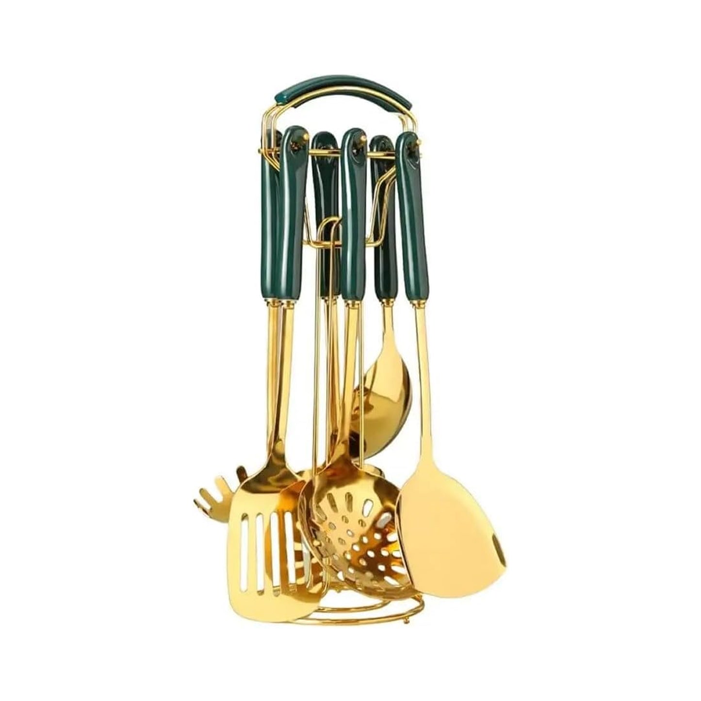 First Home Range 7 Piece Utensil Set Green & Gold