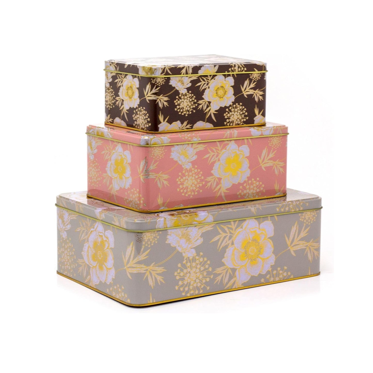 Kitchen Life 3 Piece Cookie Storage Box Set - Floral