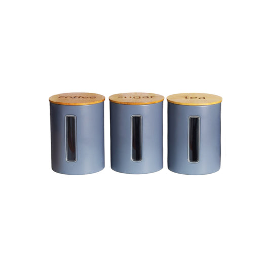 Kitchen Life French 3 Piece Canister Set - Grey