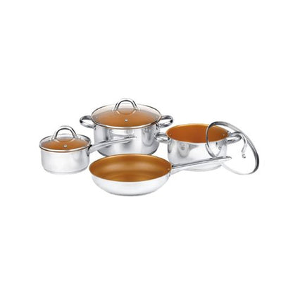 Legend 7 Piece Retro Chef Non-Stick Cookware Set Silver