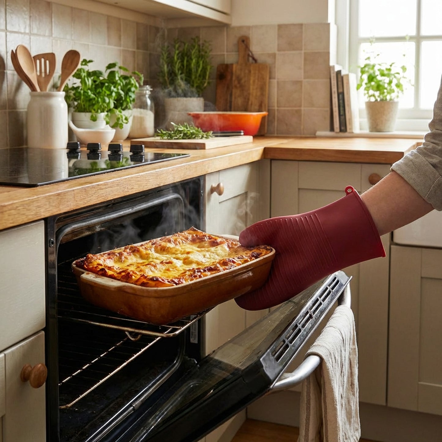 Silicone Oven Mitt Red