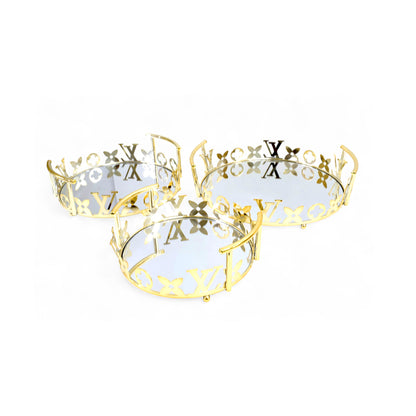Milano 3 Piece LV Design Tray Set Gold