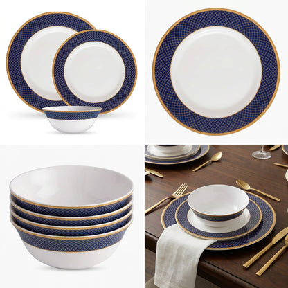 La Opala Pearl 12 Piece Dinner Set Regent Blue