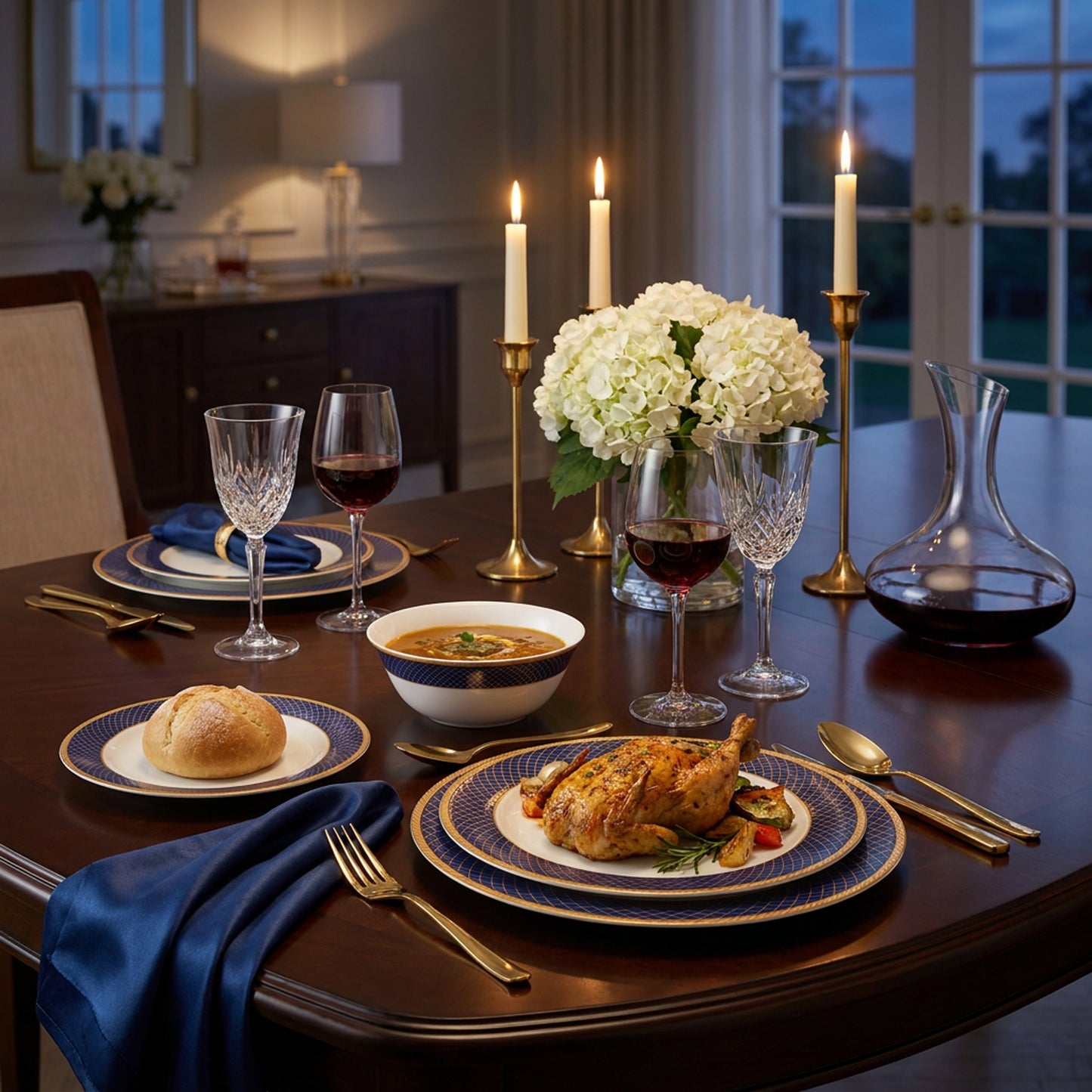 La Opala Pearl 12 Piece Dinner Set Regent Blue