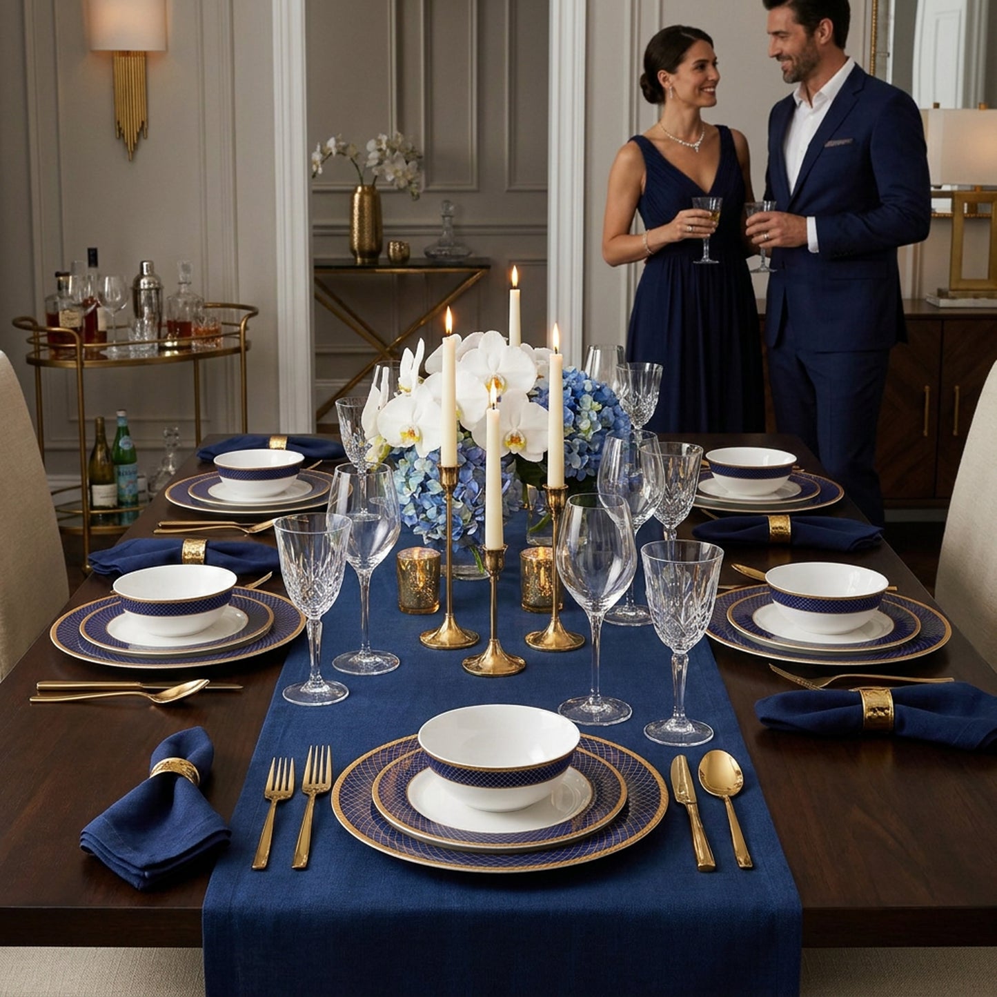 La Opala Pearl 12 Piece Dinner Set Regent Blue