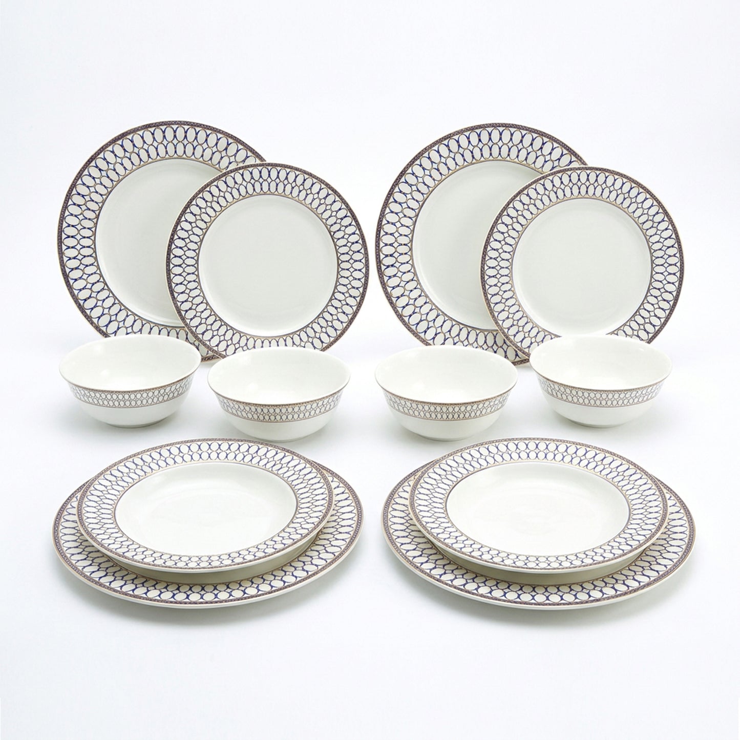 La Opala Pearl 12 Piece Dinner Set Roman Blue