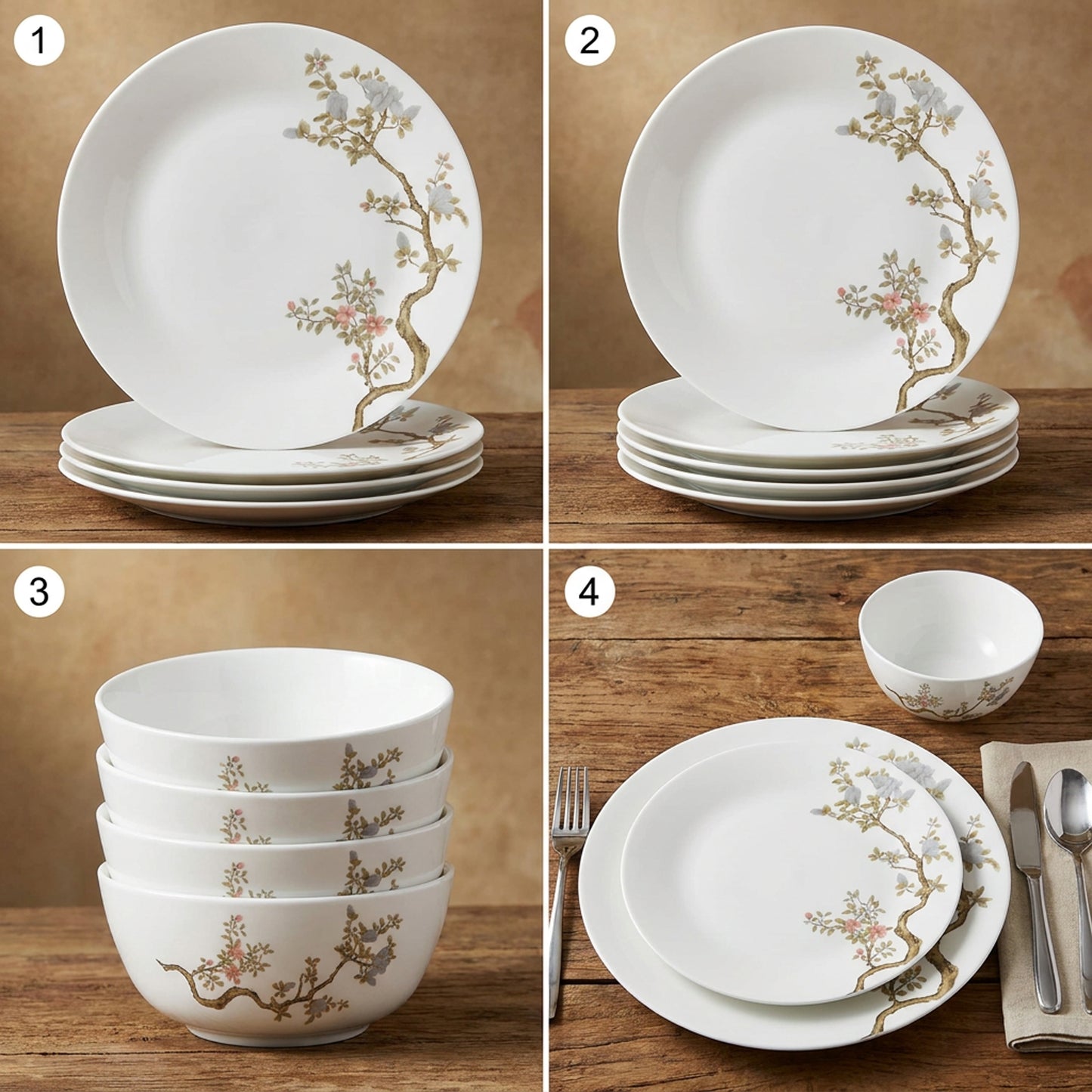 La Opala Zen Gardeni Pearl 12 Piece Dinner Set White
