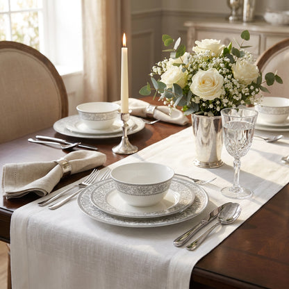 La Opala Sovrana 12 Piece Dinner Set Persian Silver