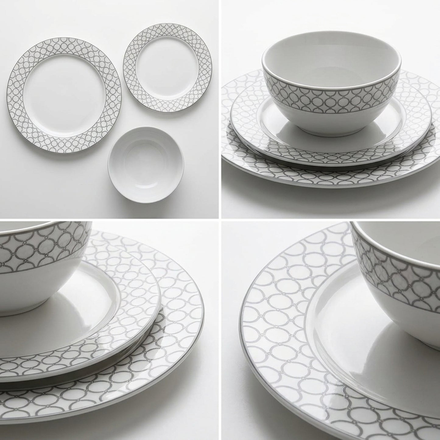 La Opala Velvet 12 Piece Dinner Set Pearl Grey