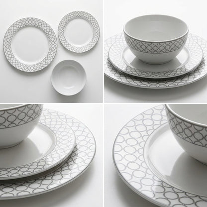 La Opala Velvet 12 Piece Dinner Set Pearl Grey