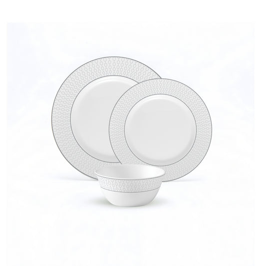 La Opala Velvet 12 Piece Dinner Set Pearl White