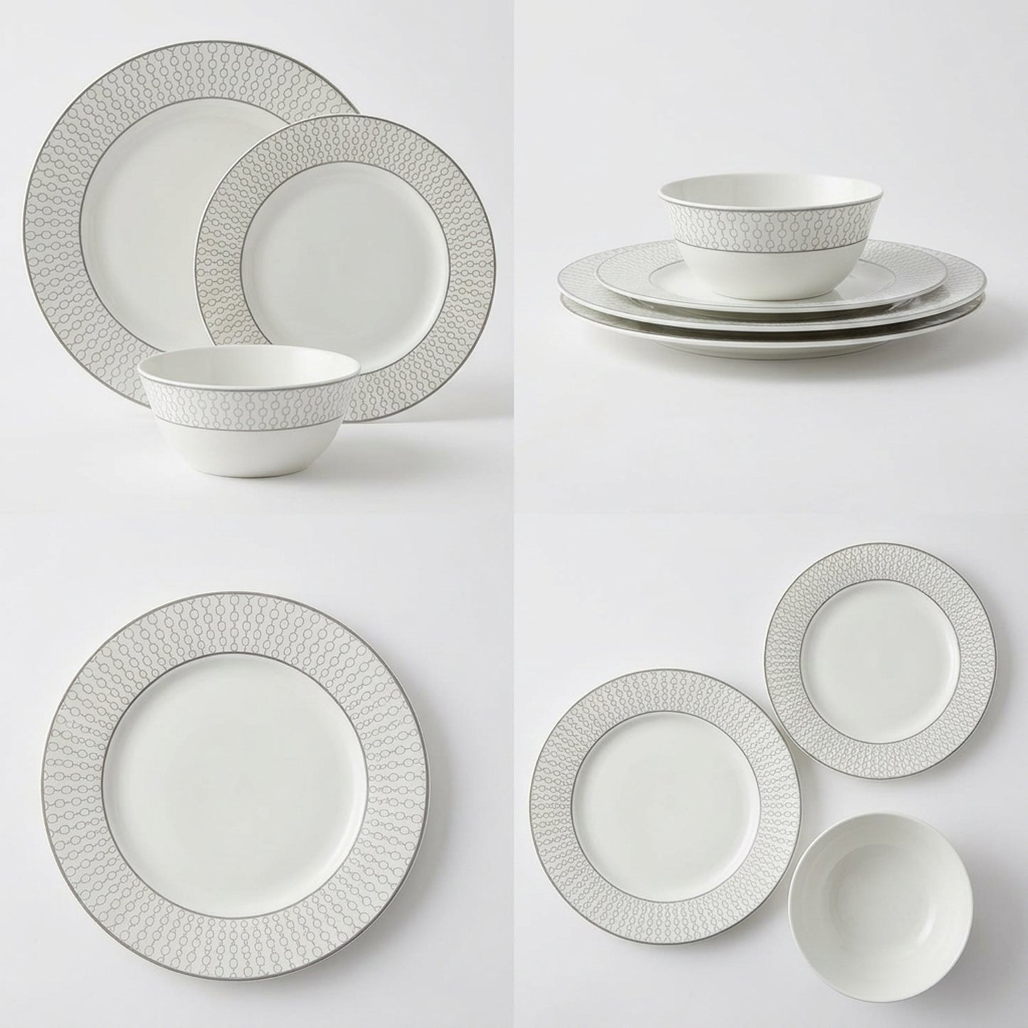 La Opala Velvet 12 Piece Dinner Set Pearl White